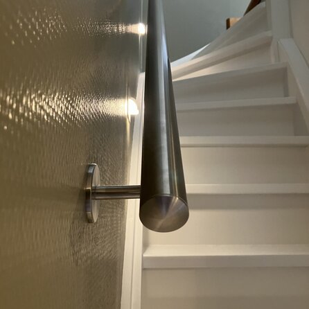 Main courante inox - ronde fine - avec supports de type 3 - Rampe escalier acier inoxydable 304 brossé