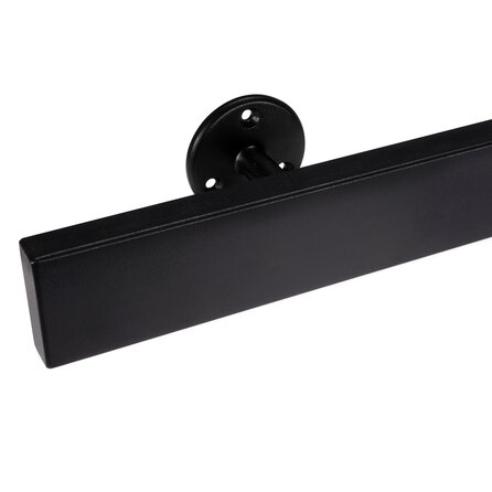 Main courante noire (revêtue) - rectangulaire (40x15 mm) - avec supports de type 4 - Rampe escalier acier thermolaqué noir - RAL 9005