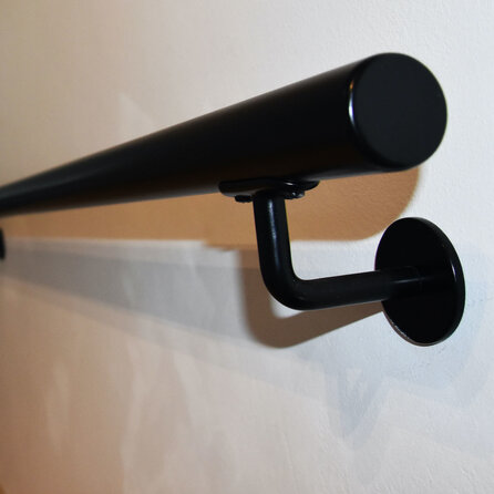 Support main courante noir - type 3 - rond fine - pour une rampe escalier rond finee - acier thermolaqué noir - RAL 9005