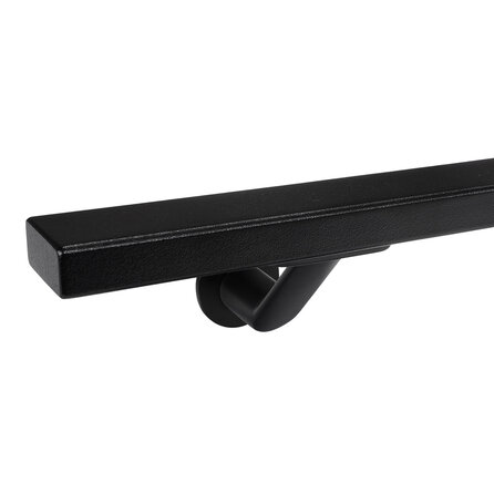 Main courante noire (revêtue) - rectangulaire (40x20 mm) - avec supports de type 7 luxueux - Rampe escalier acier thermolaqué noir - RAL 9005