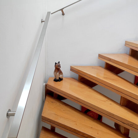 Main courante inox - rectangulaire (40x10 mm) - avec supports de type 7 luxueux - Rampe escalier acier inoxydable 304 brossé