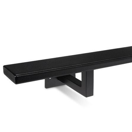 Main courante noire (revêtue) - rectangulaire (50x10 mm) - avec supports de type 10 - Rampe escalier acier thermolaqué noir - RAL 9005