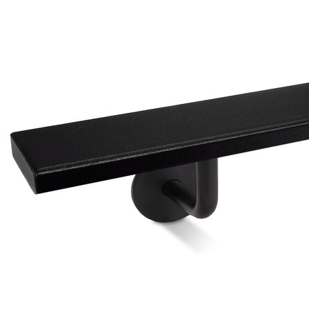 Main courante noire (revêtue) - rectangulaire (50x10 mm) - avec supports de type 3 - Rampe escalier acier thermolaqué noir - RAL 9005
