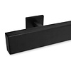 Main courante noire (revêtue) - rectangulaire (50x20 mm) - avec supports de type 16 - Rampe escalier acier thermolaqué noir - RAL 9005