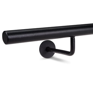 Rampe escalier fer forgé noire - ronde (20 mm) pleine - avec supports ronds + rosette