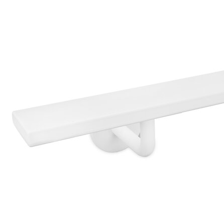 Main courante blanche (revêtue) - rectangulaire (50x10 mm) - avec supports de type 3 - Rampe escalier acier thermolaqué blanc - RAL 9010 ou 9016