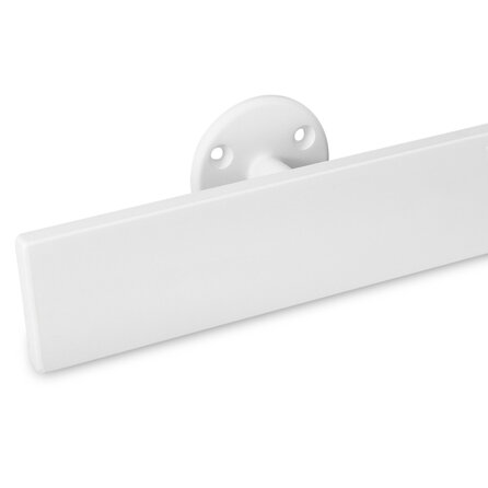 Main courante blanche (revêtue) - rectangulaire (50x10 mm) - avec supports de type 4 - Rampe escalier acier thermolaqué blanc - RAL 9010 ou 9016