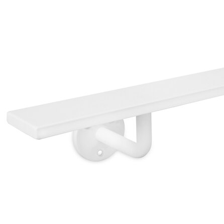 Main courante blanche (revêtue) - rectangulaire (50x10 mm) - avec supports de type 1 - Rampe escalier acier thermolaqué blanc - RAL 9010 ou 9016