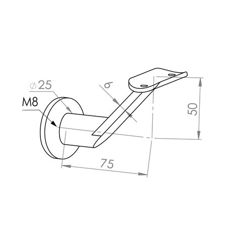 Main courante laiton (revêtue) - ronde - avec supports de type 7 - Rampe escalier acier thermolaqué à l'aspect laiton / doré