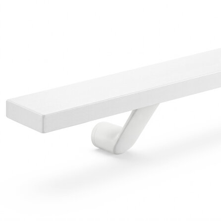 Main courante blanche (revêtue) - rectangulaire (50x20 mm) - avec supports de type 7 - Rampe escalier acier thermolaqué blanc - RAL 9016, 9010 ou 9001