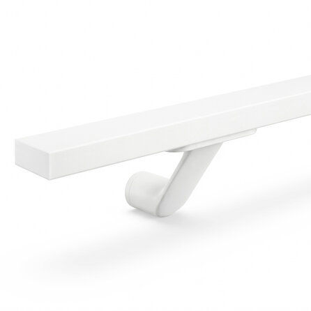 Main courante blanche (revêtue) - rectangulaire (40x20 mm) - avec supports de type 7 - Rampe escalier acier thermolaqué blanc - RAL 9016, 9010 ou 9001 Main courante blanche (revêtue) - rectangulaire (40x20 mm) - avec supports de type 7 - Rampe escalier acier thermolaqué blanc - RAL 9016, 9010 ou 9001