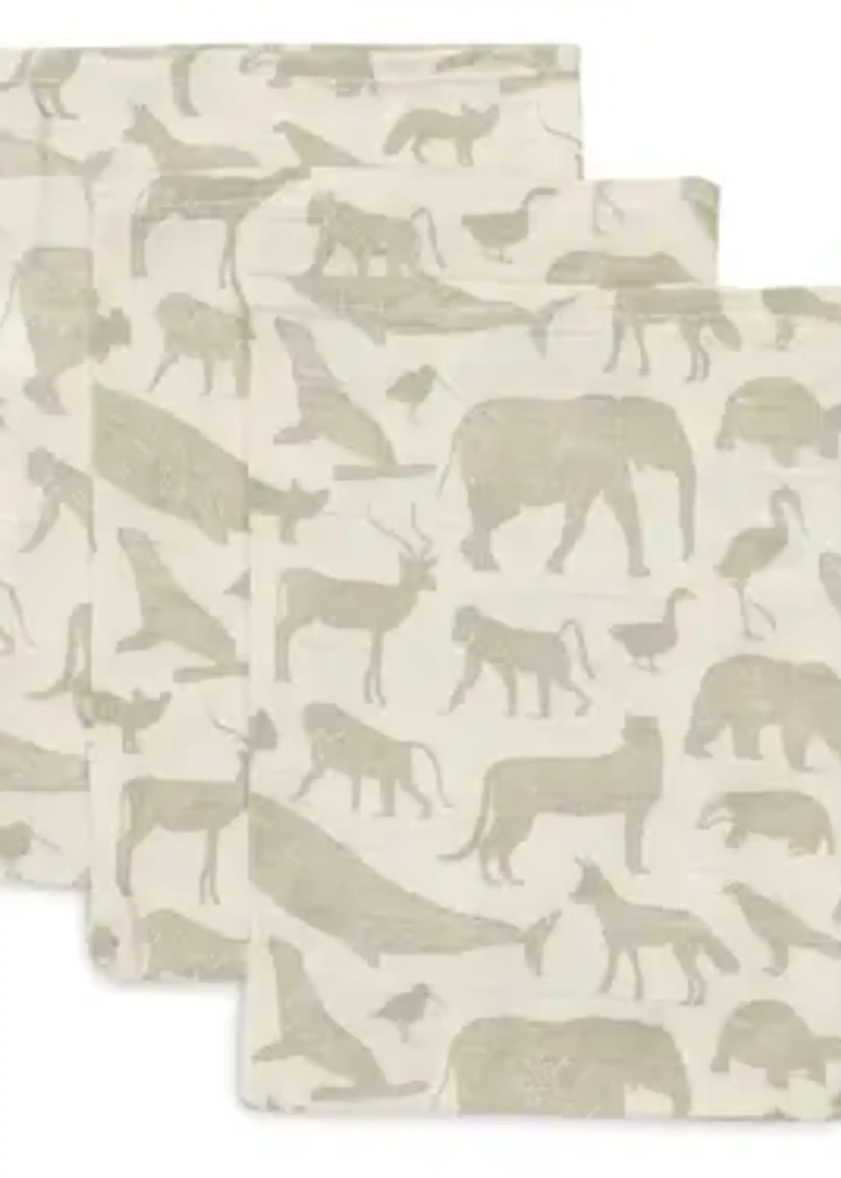 Jollein Jollein Hydrofiel Washandje Animals Olive Green 3-pack