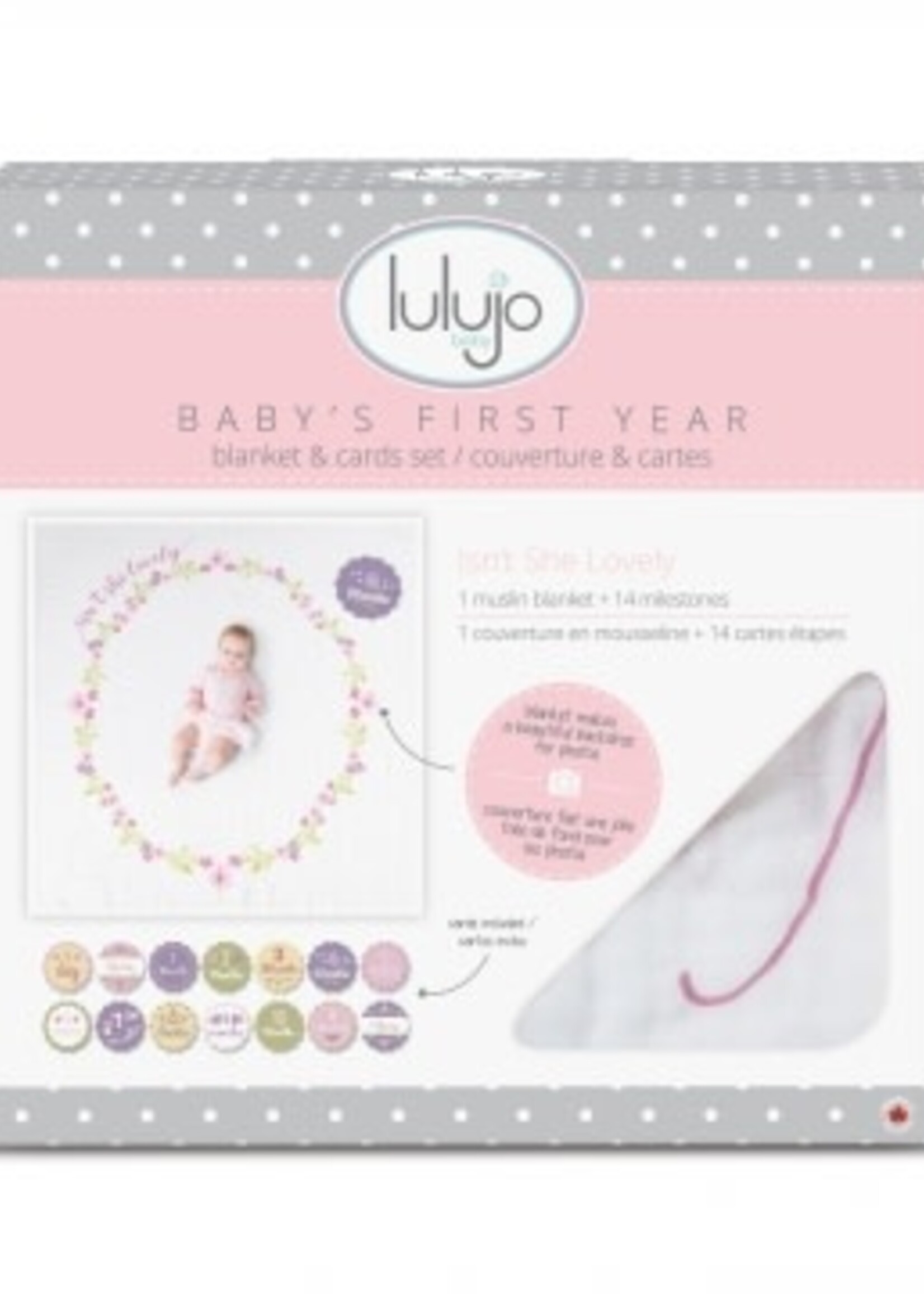 lulujo Lulujo Hydrofieldoek + set kaarten Baby's first year Isn't she lovely