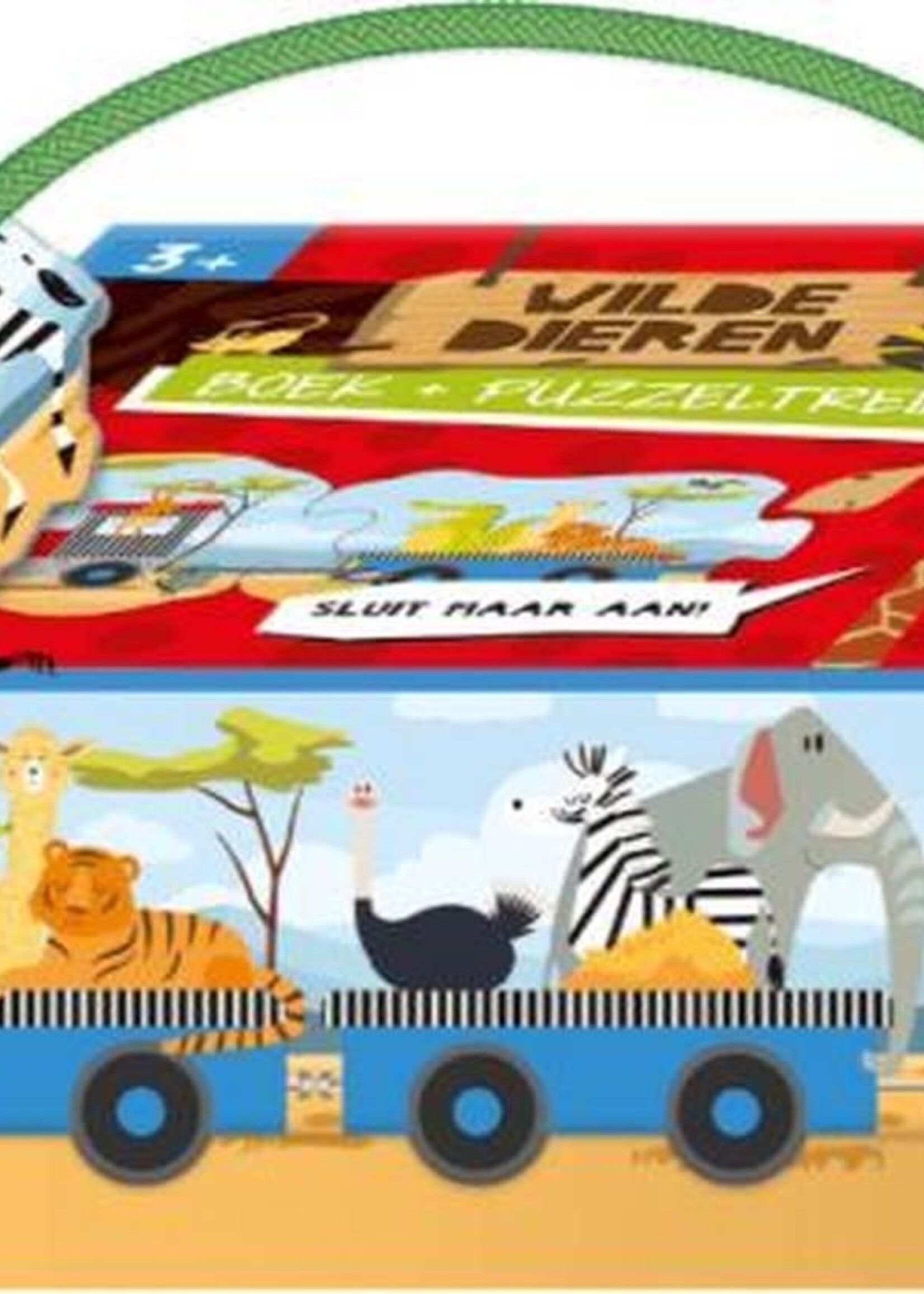 Lantaarn Boek + puzzeltrein wilde dieren