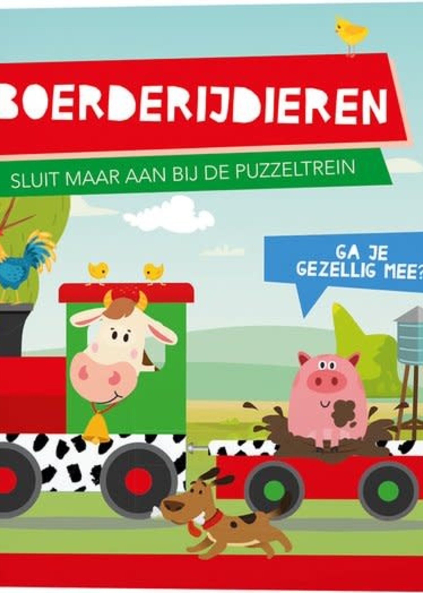 Lantaarn Boek + puzzeltrein boerderijdieren