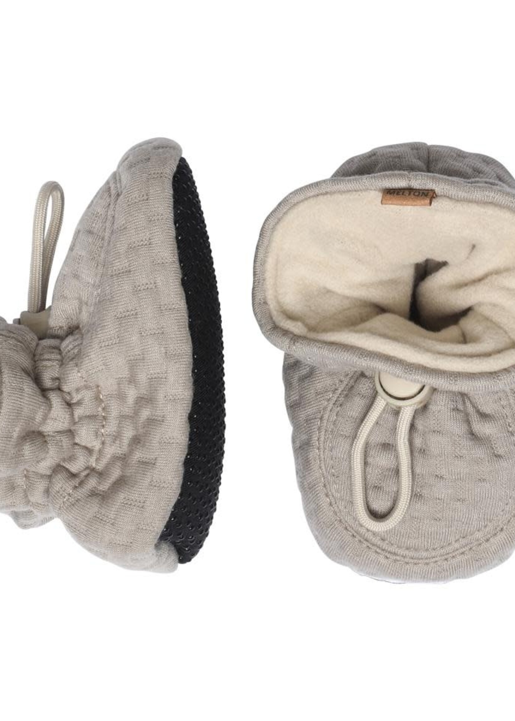 Melton Melton - structure textile slippers beige melange