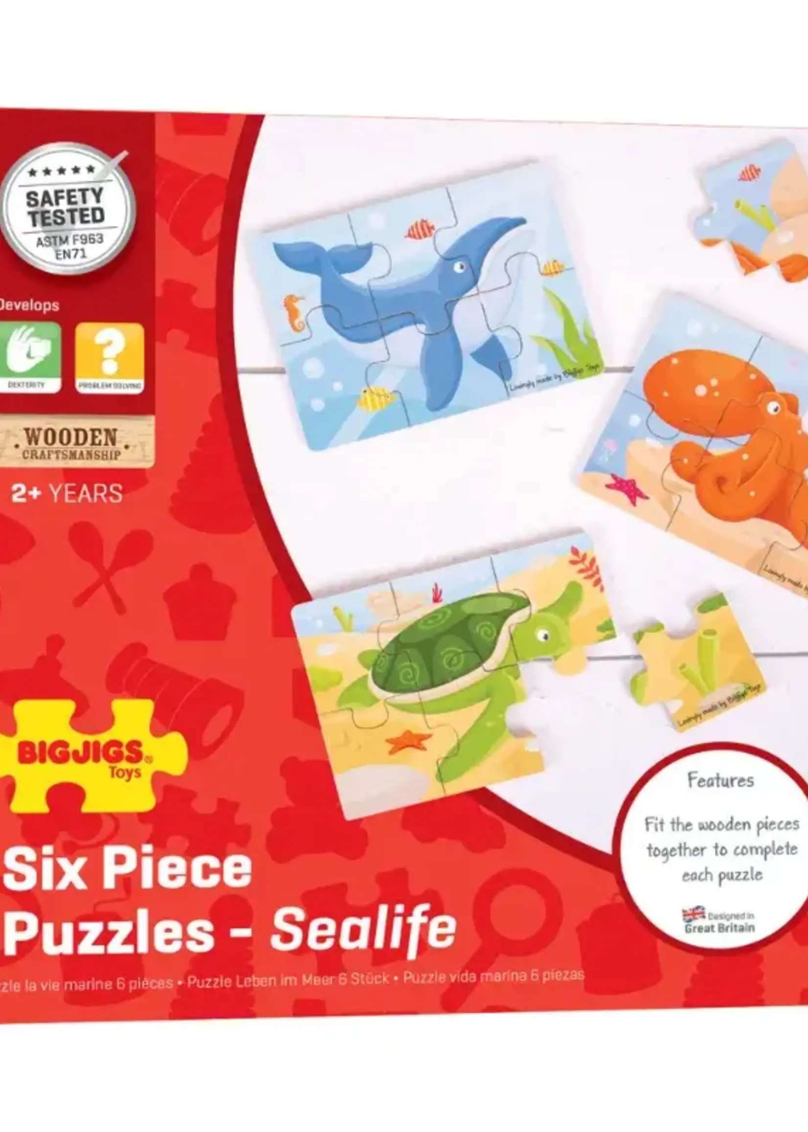 Bigjigs Toys Bigjigs - 3 puzzle sealife 6 pcs
