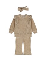 Dirkje Dirkje - 2 pce babysuit + headband beige/grey