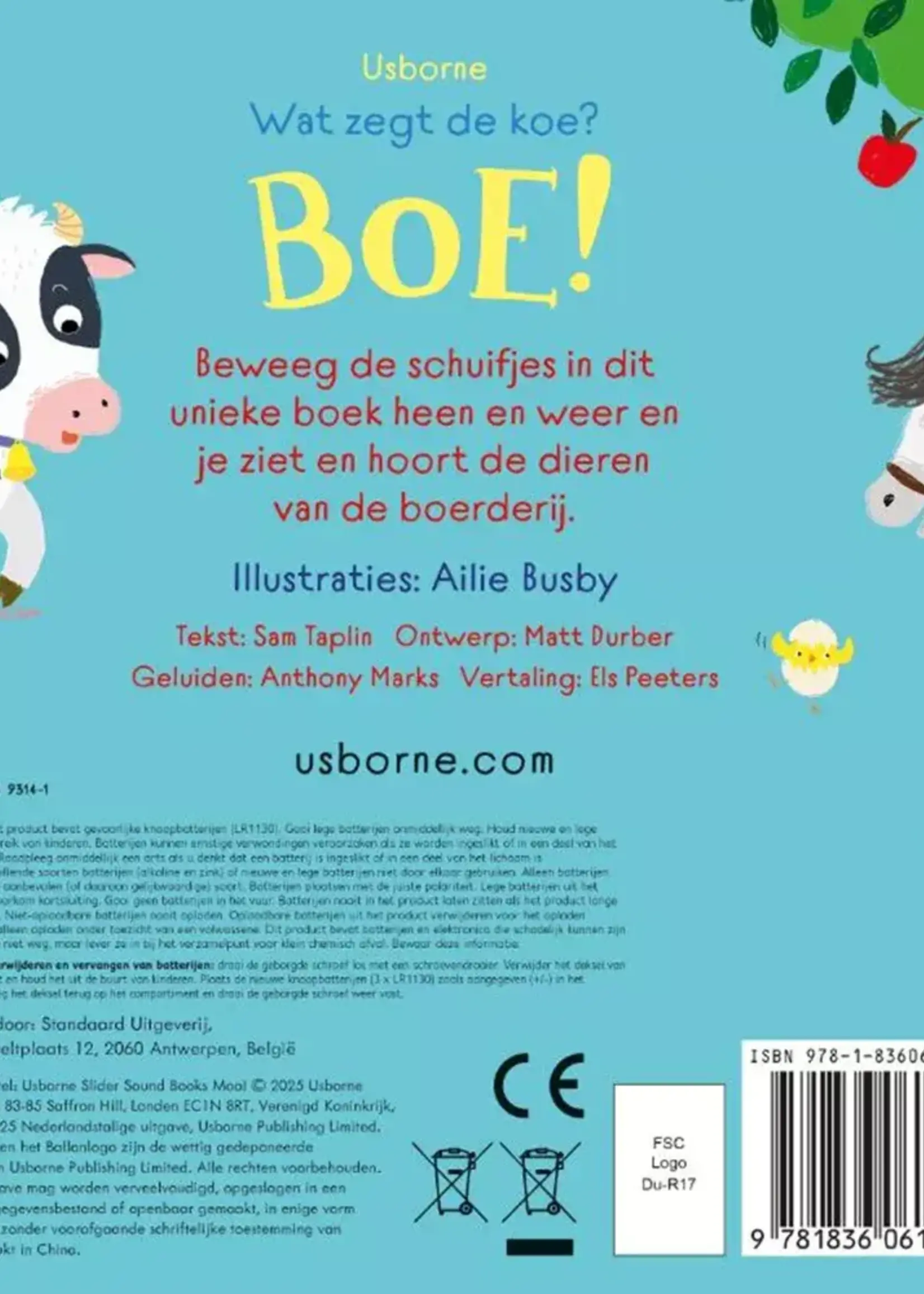 Usborne Geluidenboek: Wat zegt de koe? Boe!
