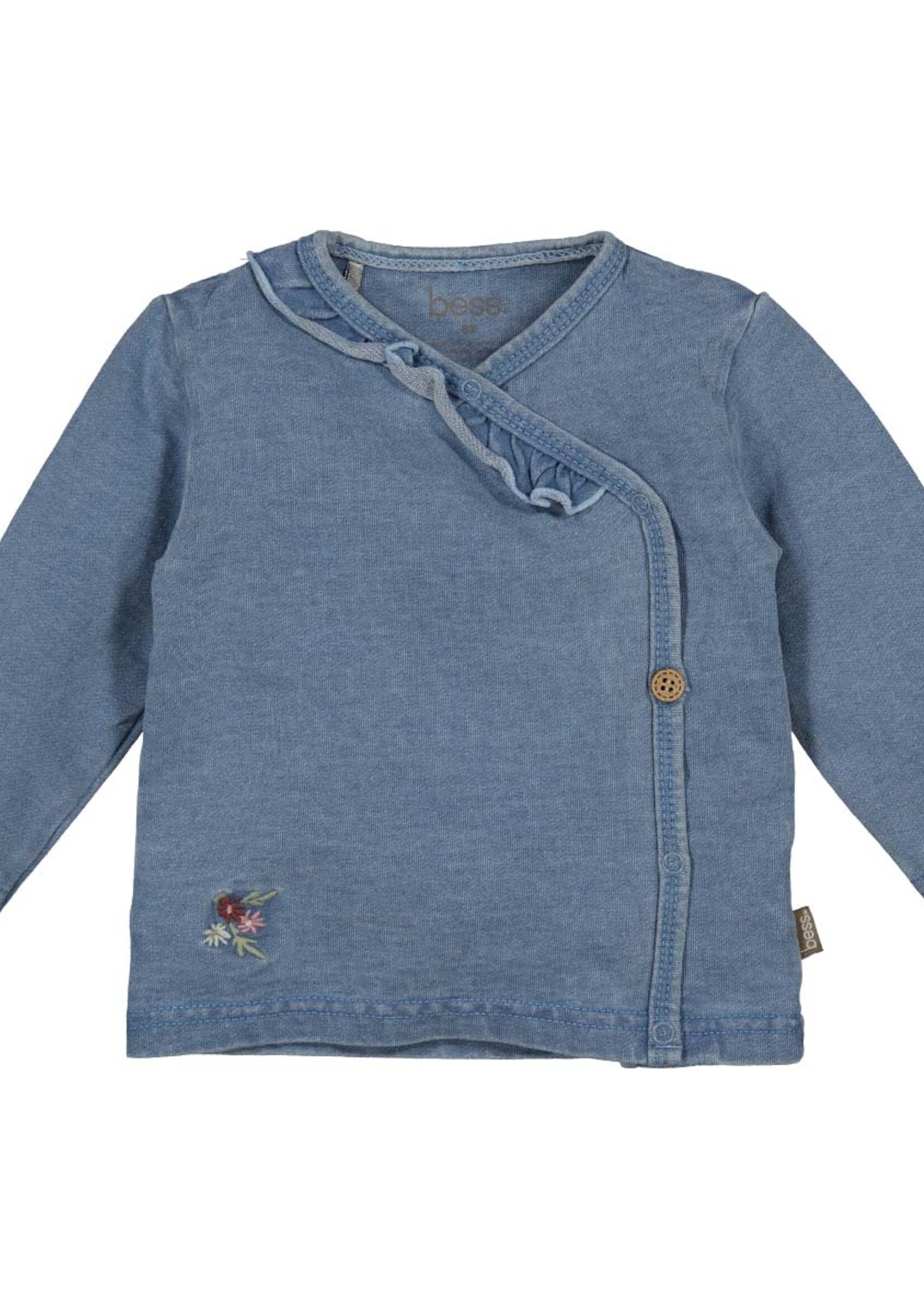 Bess Bess - shirt ls wrap jog denim