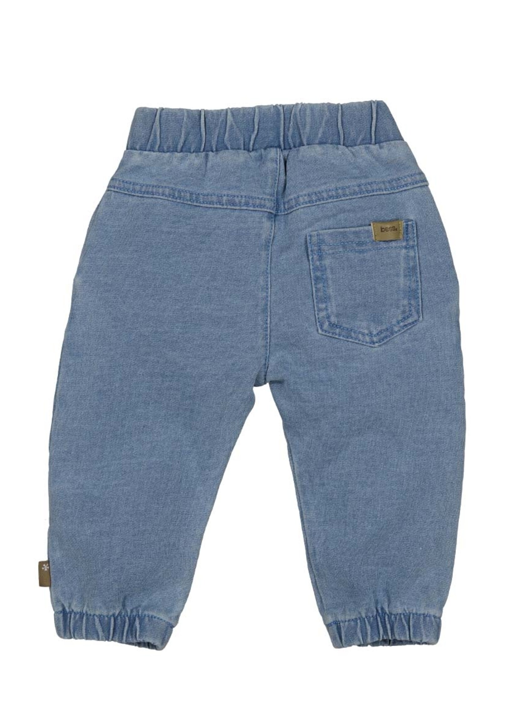 Bess Bess - pants embroidery jog denim stone wash
