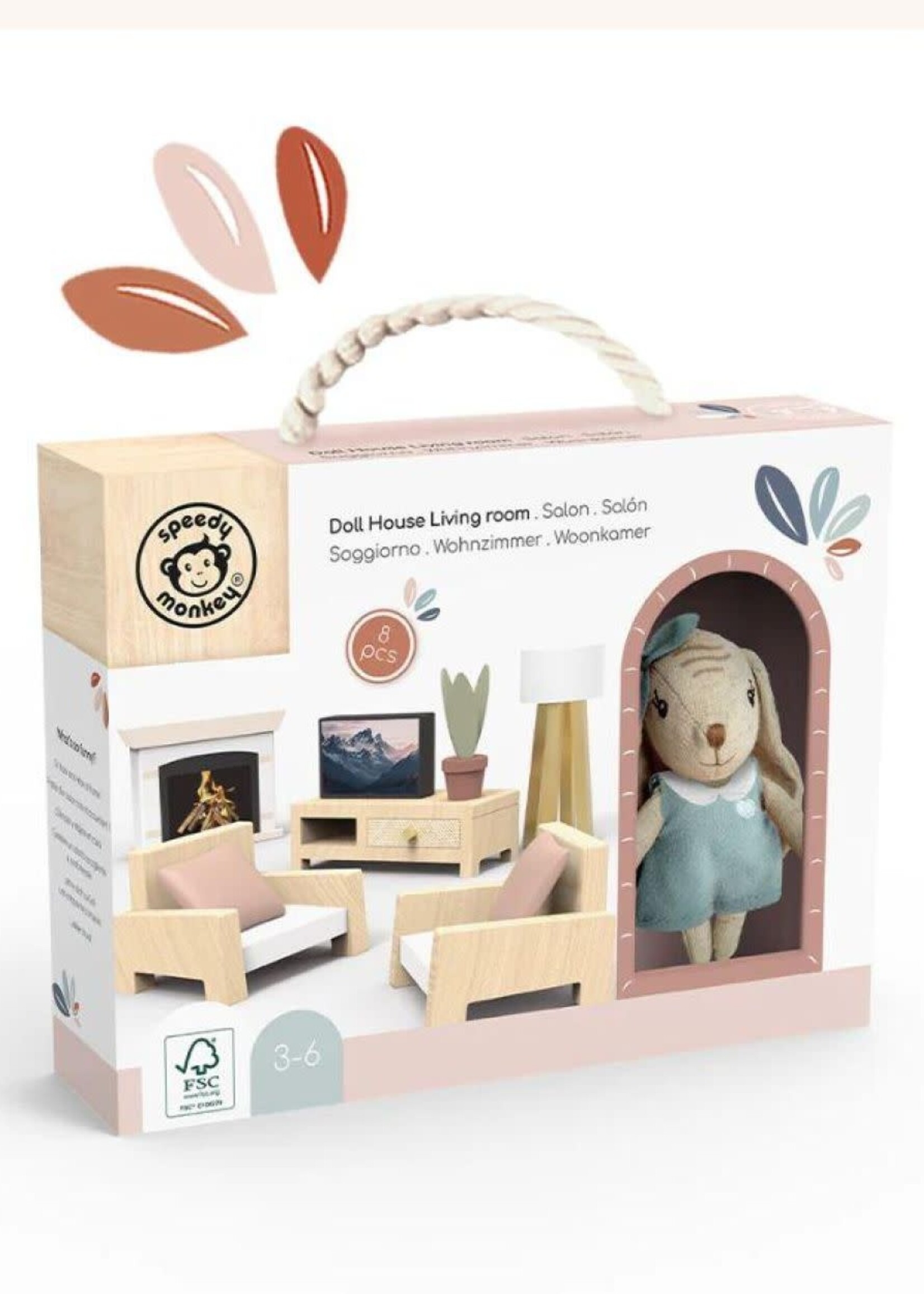Speedy monkey Speedy monkey - poppenhuis woonkamer + 1 figuur