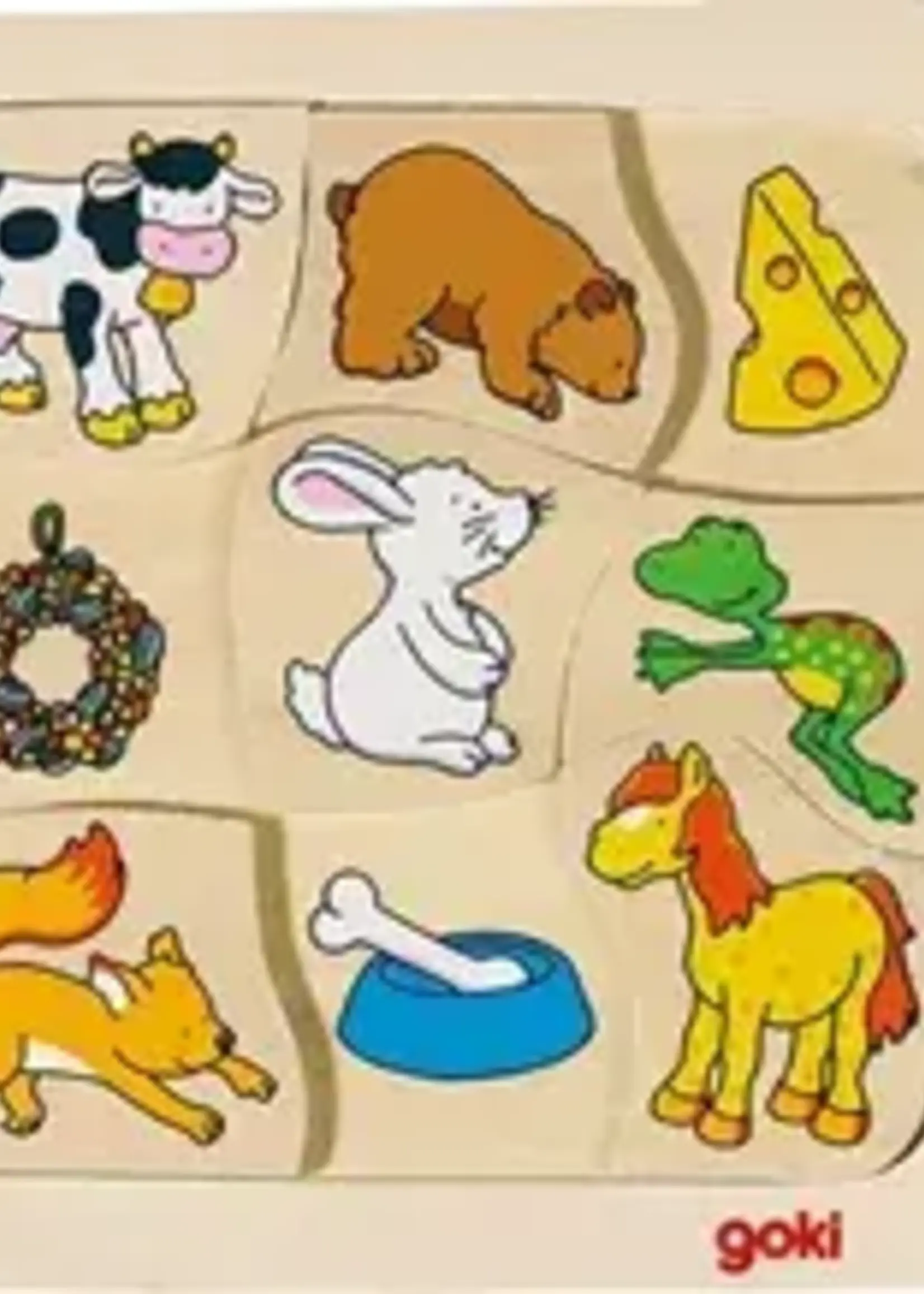 goki Puzzel, wie eet wat? 9 delig.