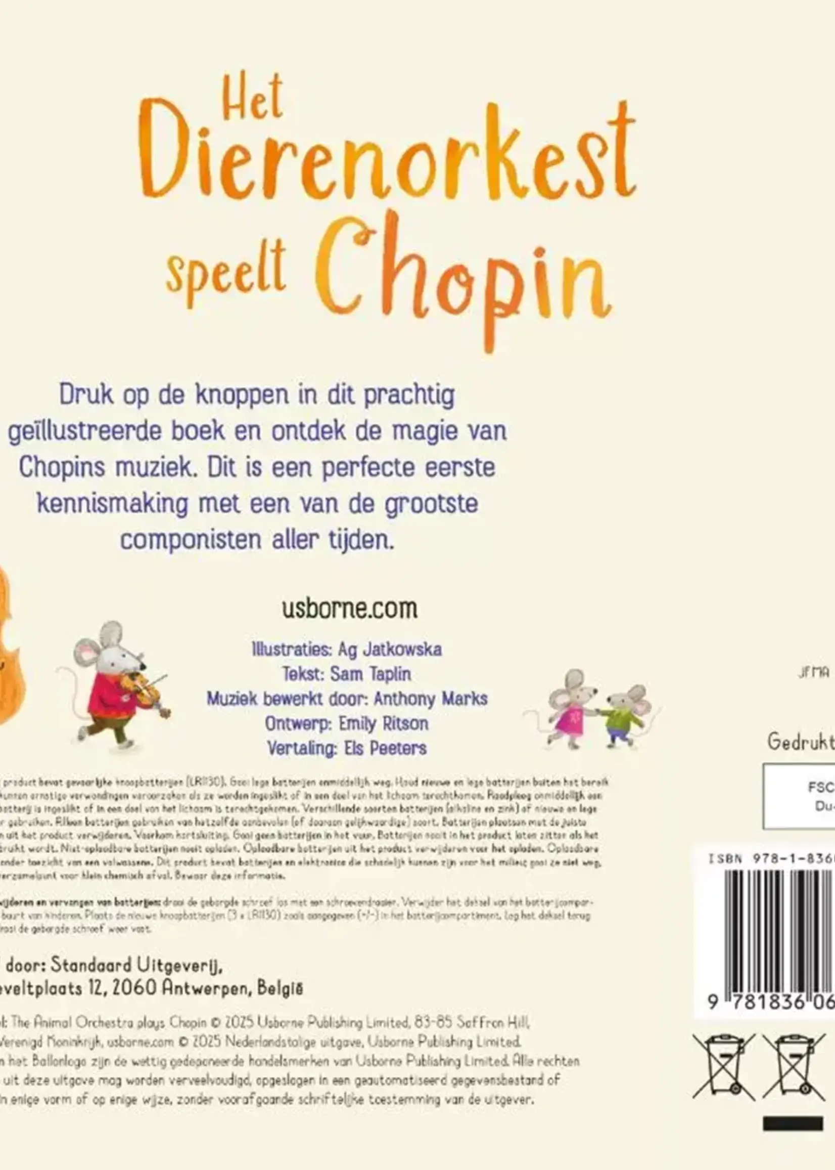Usborne GeluidenbHet Dierenorkest speelt Chopin