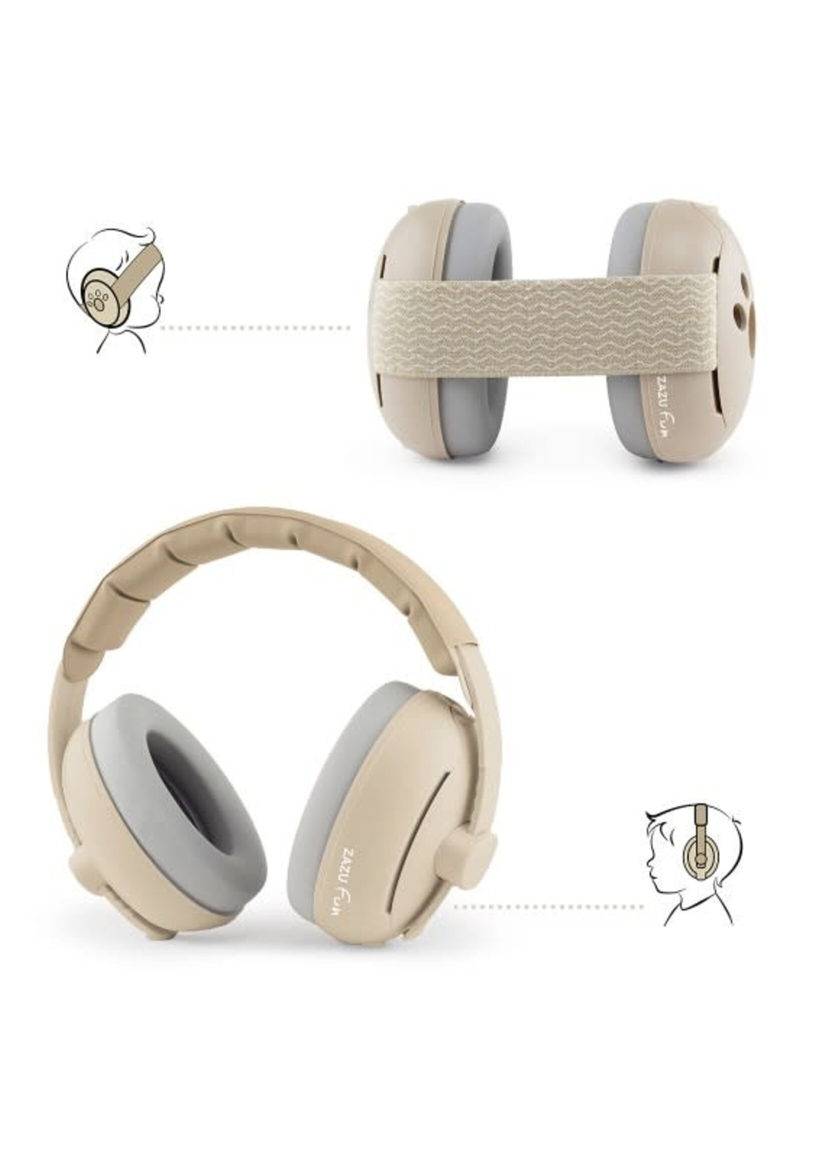 zazu Zazu - earmuffs baby and junior taupe