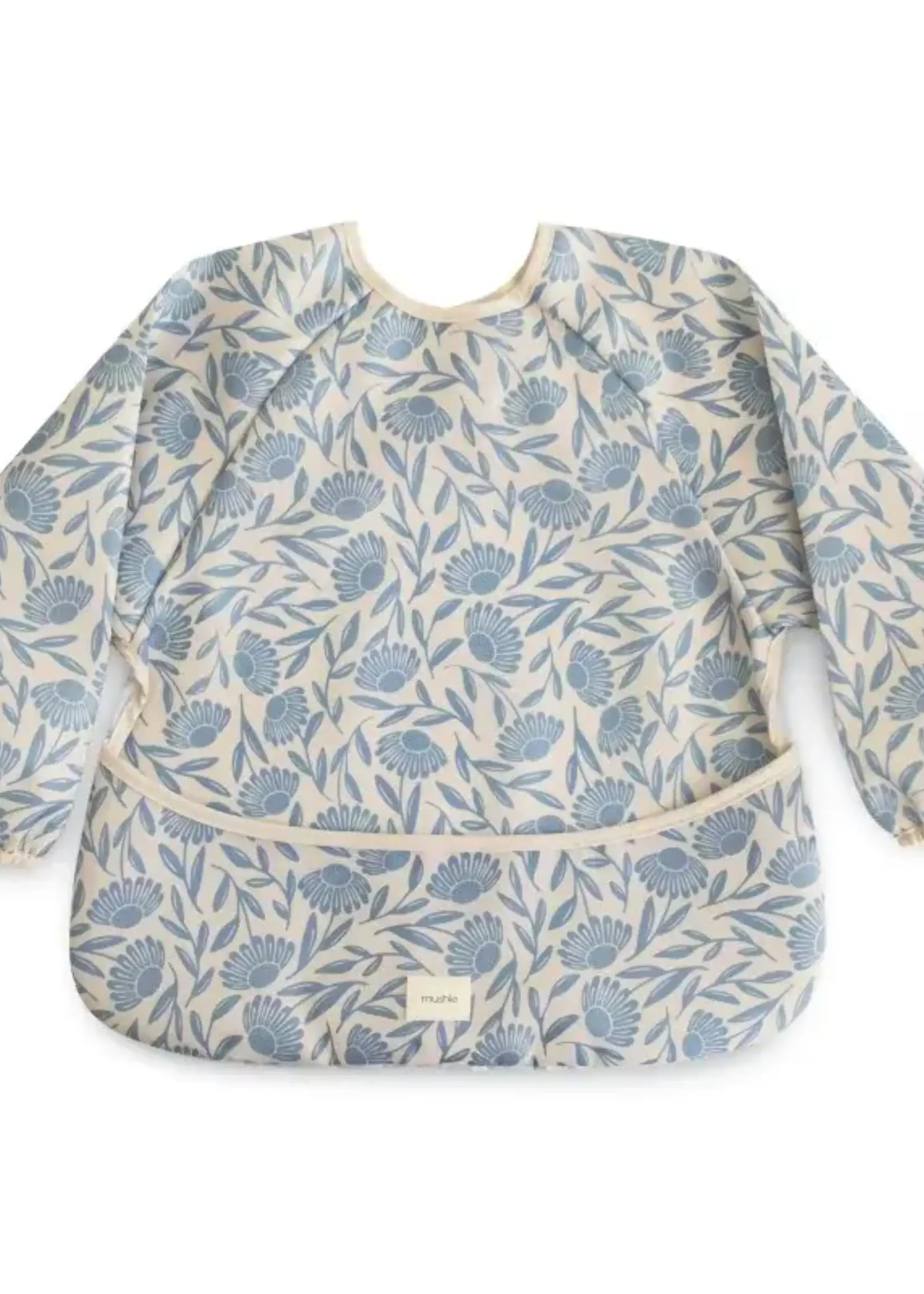 Mushie Mushie - long sleeve bib blue flowers