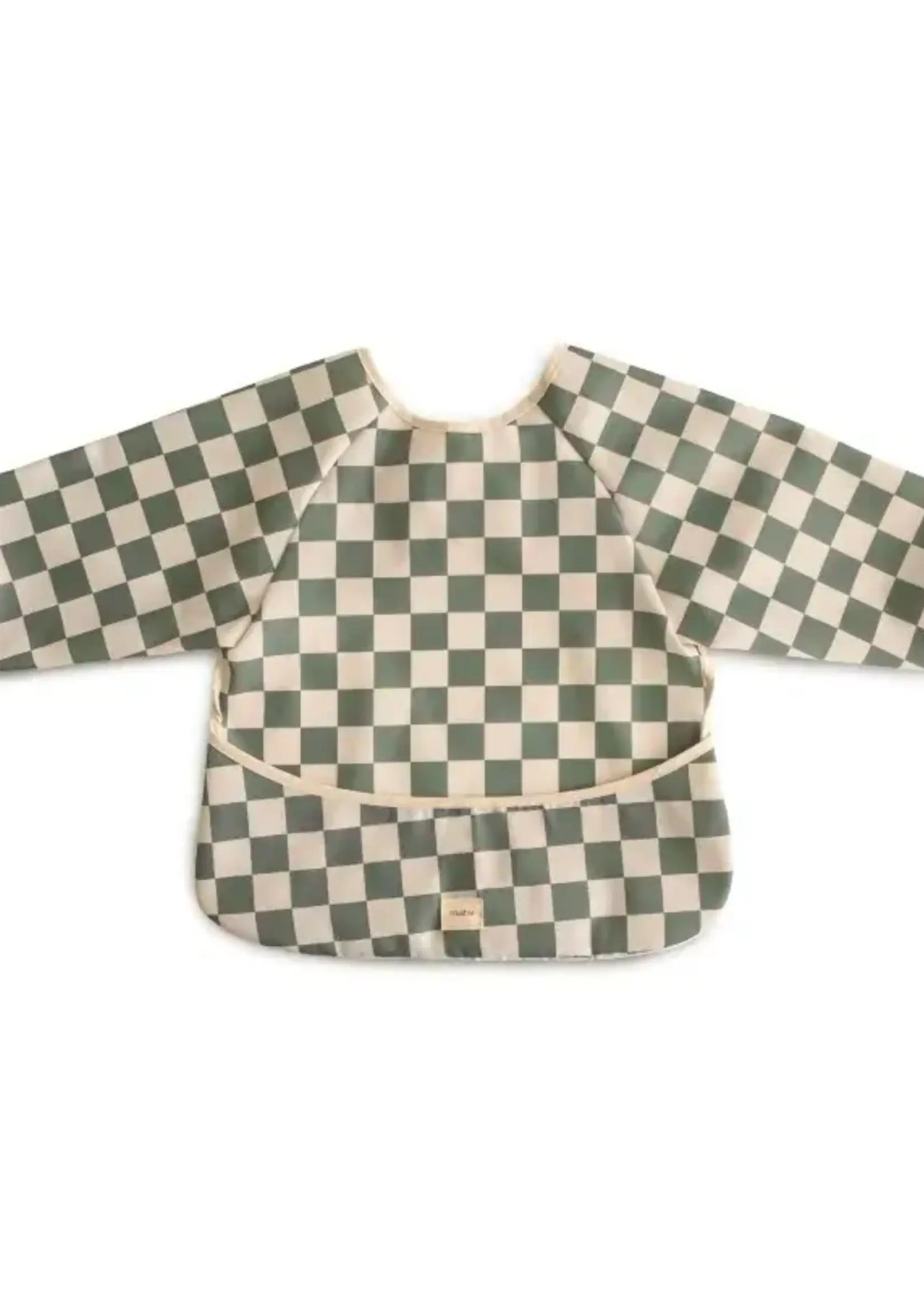 Mushie Mushie - long sleeve bib olive check