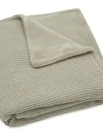 Jollein Jollein - deken ledikant 100x150cm basic knit olive green/fleece