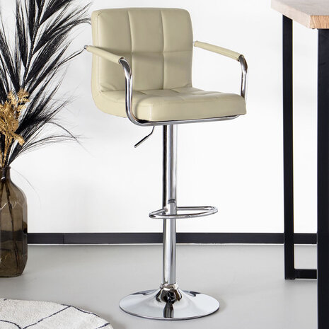 Lizzely Garden & Living Barkruk Anel met armleuning: lichtbruin leder barstoel