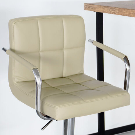 Lizzely Garden & Living Barkruk Anel met armleuning: lichtbruin leder barstoel