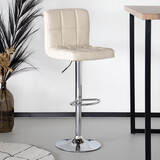 Lizzely Garden & Living Barkruk Anel met rugleuning: beige leder barstoel Lizzely Garden & Living Barkruk Anel met rugleuning: beige leder barstoel