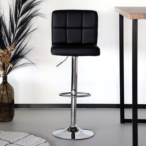 Lizzely Garden & Living Barkruk Anel met rugleuning: zwart leder barstoel Lizzely Garden & Living Barkruk Anel met rugleuning: zwart leder barstoel