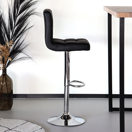 Lizzely Garden & Living Barkruk Anel met rugleuning: zwart leder barstoel Lizzely Garden & Living Barkruk Anel met rugleuning: zwart leder barstoel
