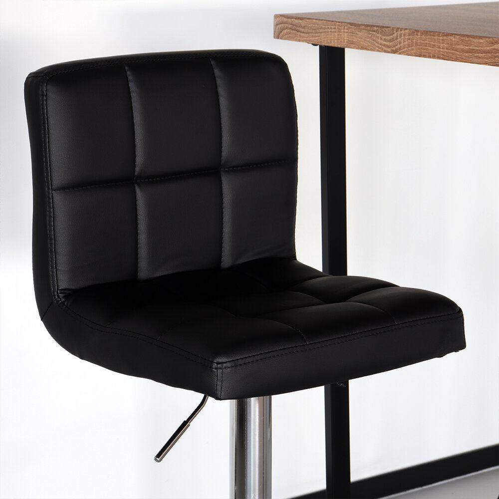 Barkruk Anel met rugleuning: zwart leder barstoel Barkruk Anel met rugleuning: zwart leder barstoel