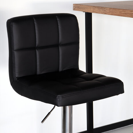 Lizzely Garden & Living Barkruk Anel met rugleuning: zwart leder barstoel Lizzely Garden & Living Barkruk Anel met rugleuning: zwart leder barstoel