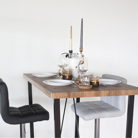 Lizzely Garden & Living Barkruk Anel met rugleuning: zwart leder barstoel Lizzely Garden & Living Barkruk Anel met rugleuning: zwart leder barstoel