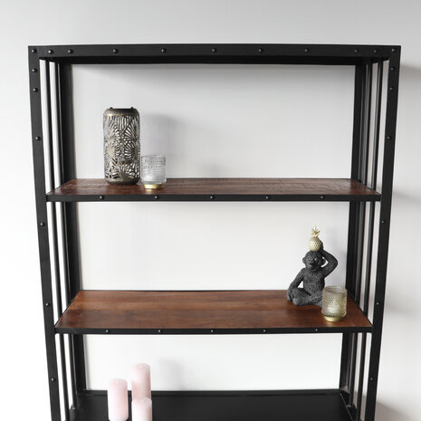Lizzely Garden & Living Boekenkast mangohout Blizy kast industrieel 180x100cm massief hout mango wandkast Lizzely Garden & Living Boekenkast mangohout Blizy kast industrieel 180x100cm massief hout mango wandkast