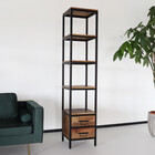 Boekenkast mangohout Jaell kast industrieel 185cm duurzaam massief hout mango wandkast Boekenkast mangohout Jaell kast industrieel 185cm duurzaam massief hout mango wandkast