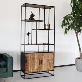 Lizzely Garden & Living Boekenkast mangohout Sidney kast industrieel duurzaam massief hout mango wandkast Lizzely Garden & Living Boekenkast mangohout Sidney kast industrieel duurzaam massief hout mango wandkast