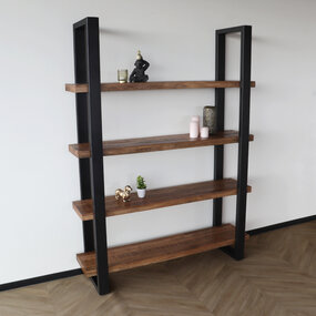 Lizzely Garden & Living Boekenkast mangohout Zazo 200x150cm kast industrieel massief hout mango wandkast Lizzely Garden & Living Boekenkast mangohout Zazo 200x150cm kast industrieel massief hout mango wandkast
