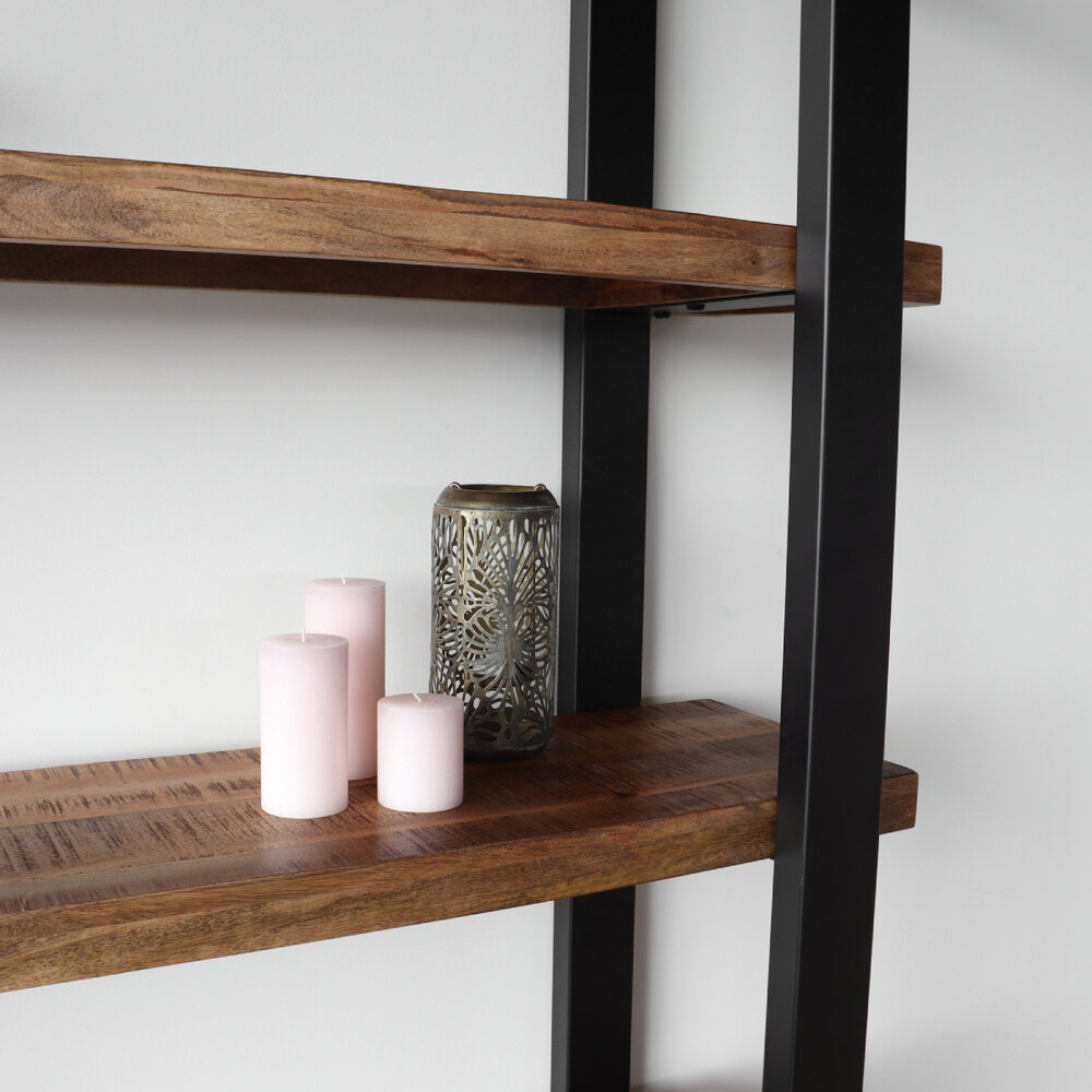 Boekenkast mangohout Zazo 200x150cm kast industrieel massief hout mango wandkast