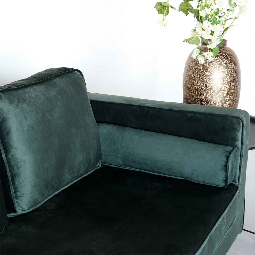 Chaise Longue Devi donkergroen velvet