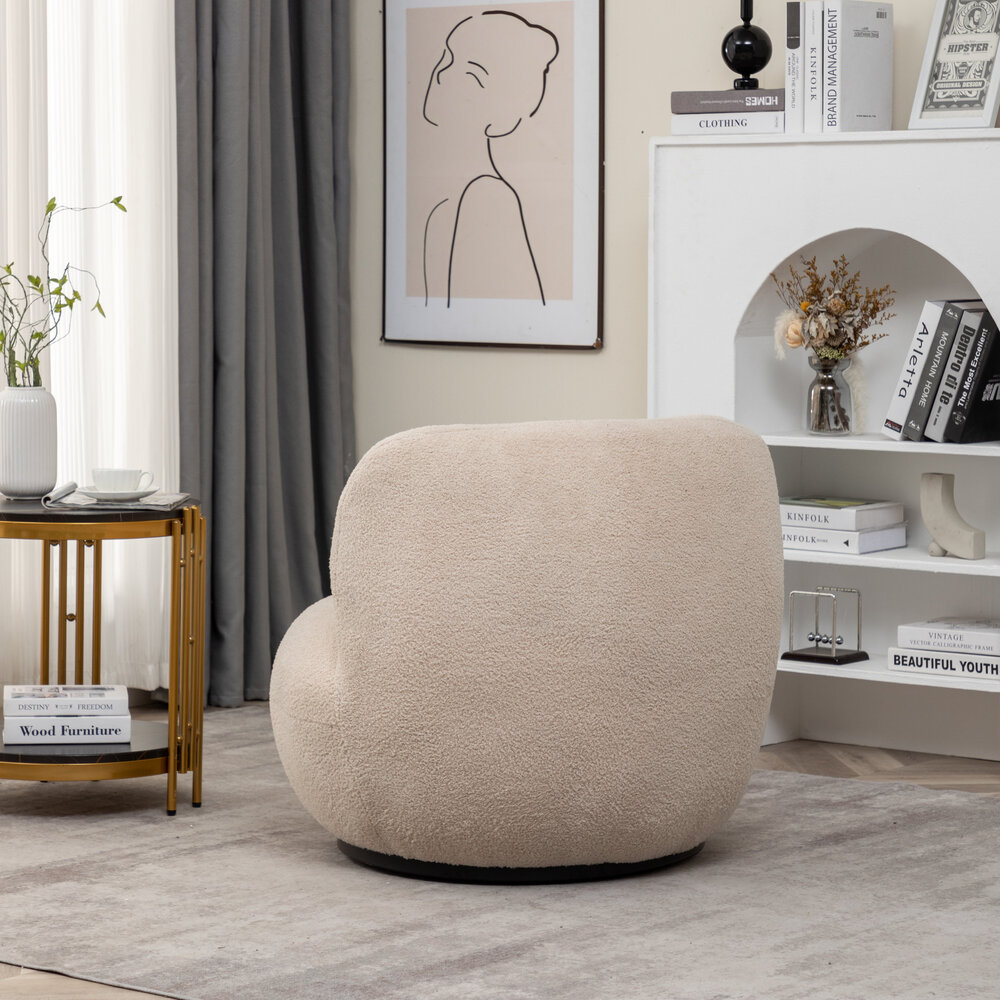 Draai fauteuil Lara teddy zand draaibare fauteuil Draai fauteuil Lara teddy zand draaibare fauteuil