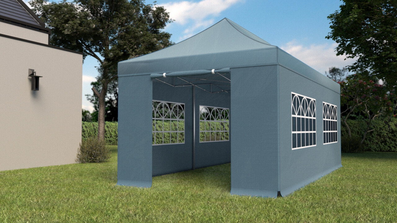 Easy up 3x6m grijs 30mm (aluminium buizen) semi prof partytent opvouwbaar