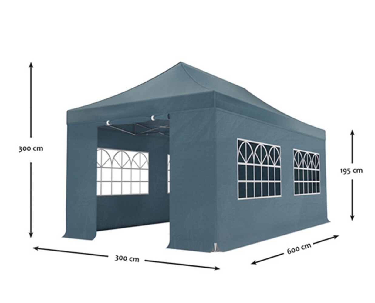 Easy up 3x6m grijs 40mm (aluminium buizen) semi prof partytent opvouwbaar