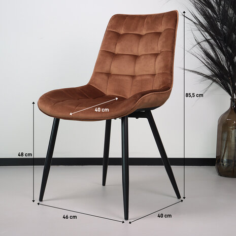 Lizzely Garden & Living Eetkamerstoel De Vince bruin velvet eetstoel Lizzely Garden & Living Eetkamerstoel De Vince bruin velvet eetstoel